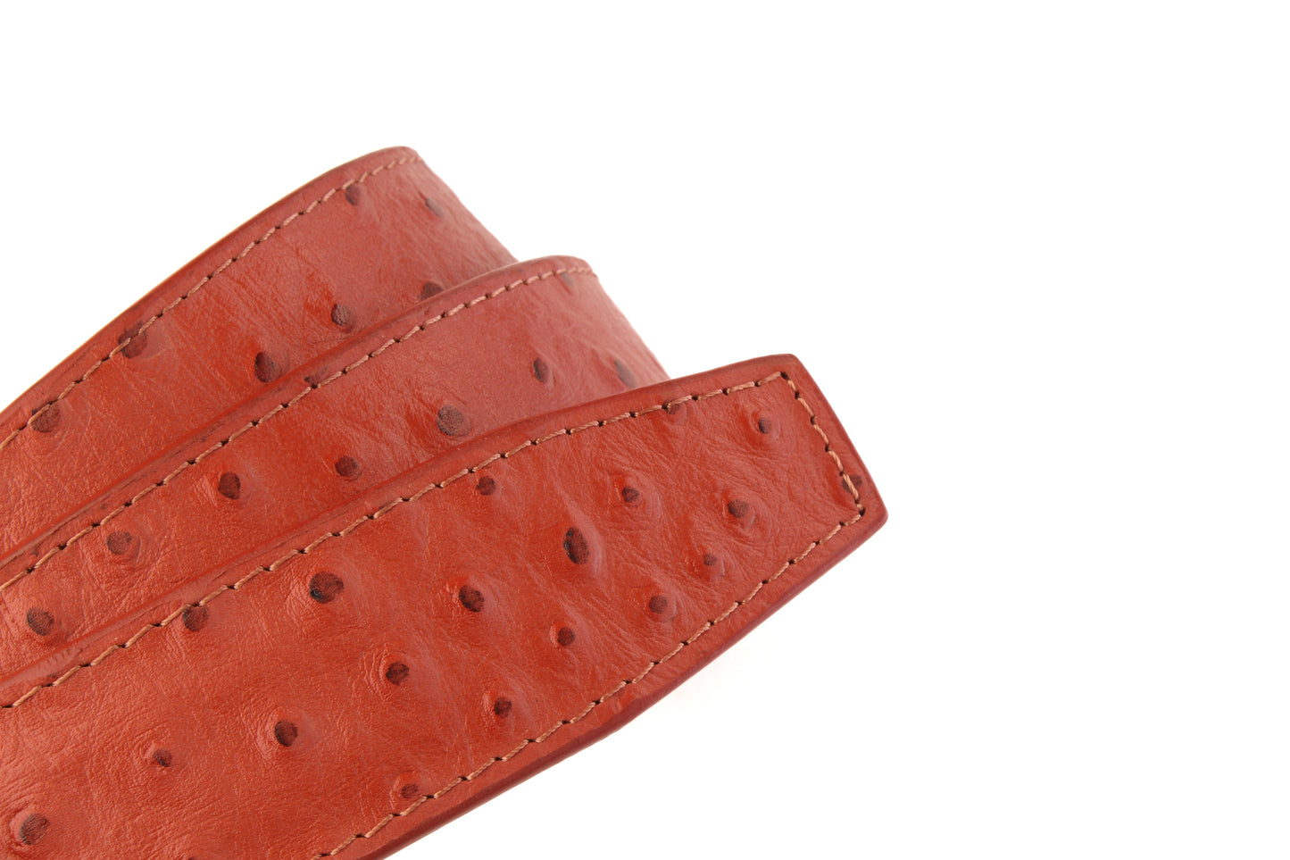 1.5" Cognac Ostrich-Embossed Leather Strap - Anson Belt & Buckle