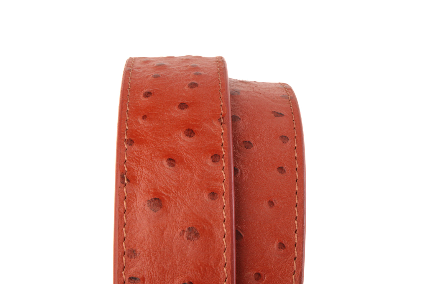 1.5" Cognac Ostrich-Embossed Leather Strap - Anson Belt & Buckle