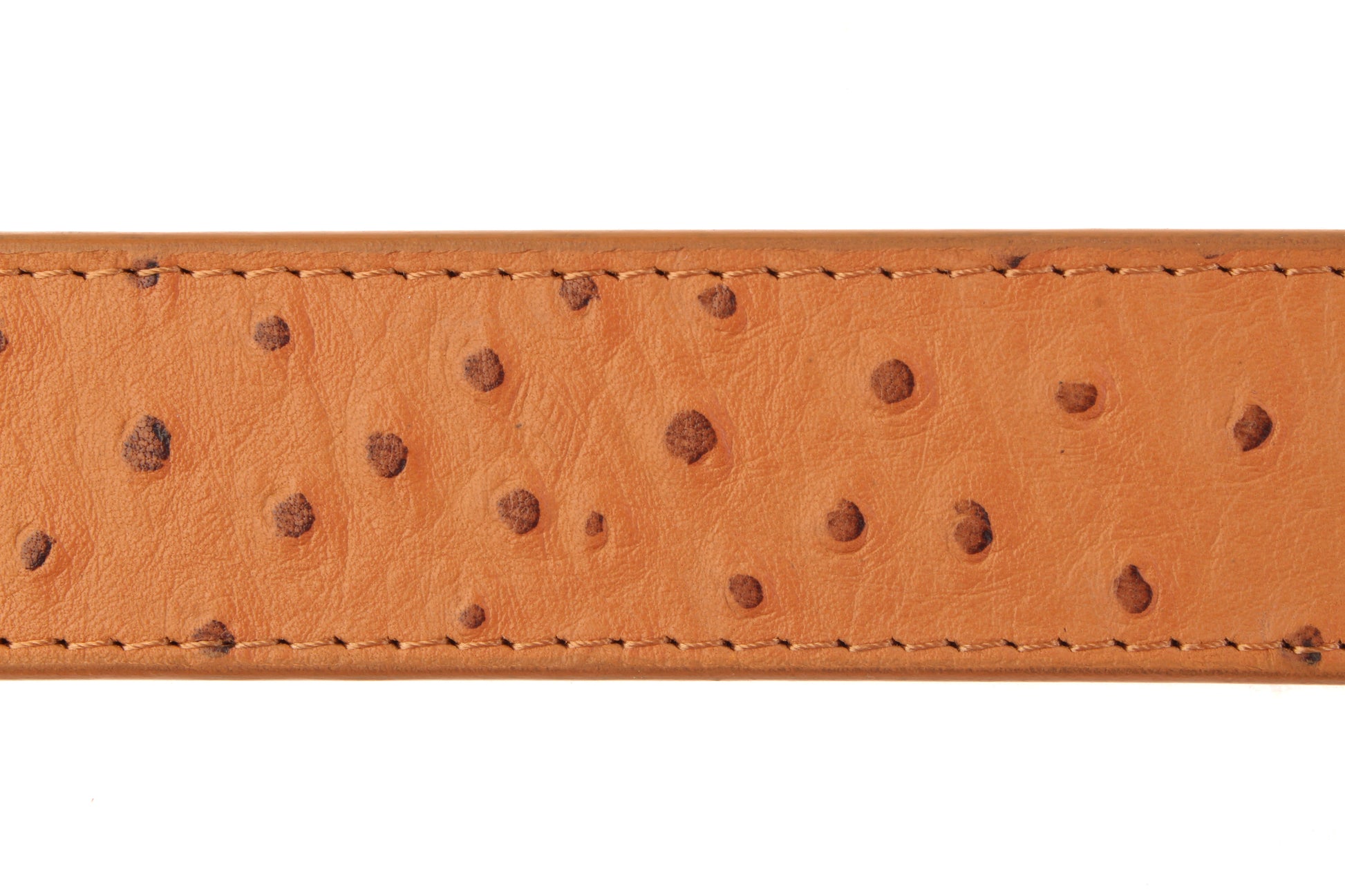 1.5" Light Brown Ostrich-Embossed Leather Strap - Anson Belt & Buckle