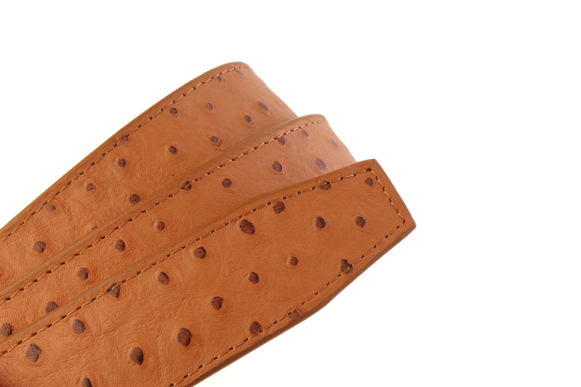 1.5" Light Brown Ostrich-Embossed Leather Strap - Anson Belt & Buckle