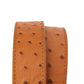 1.5" Light Brown Ostrich-Embossed Leather Strap - Anson Belt & Buckle