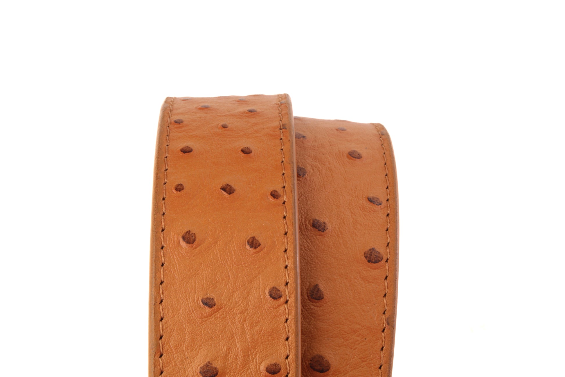 1.5" Light Brown Ostrich-Embossed Leather Strap - Anson Belt & Buckle