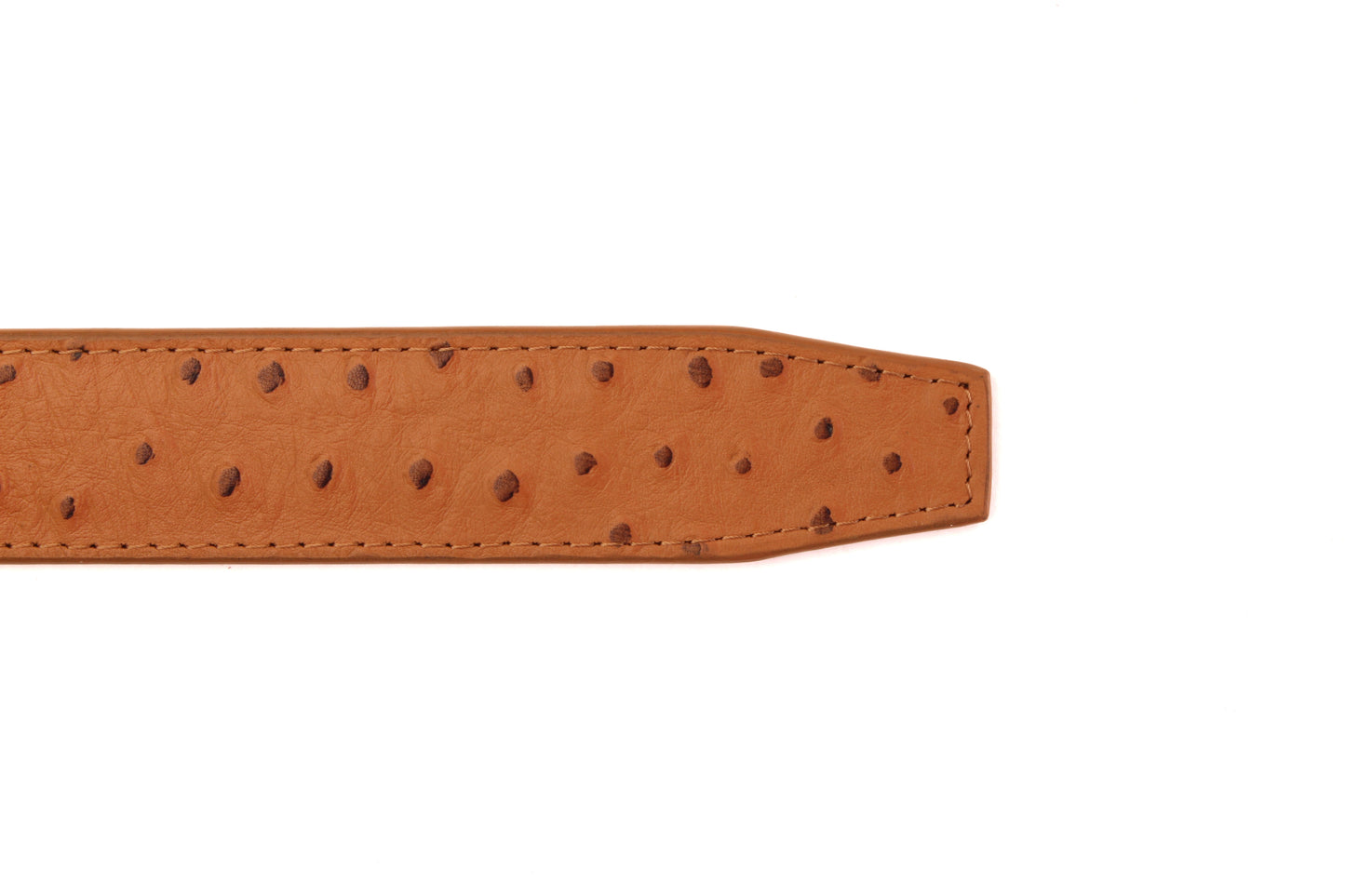 1.5" Light Brown Ostrich-Embossed Leather Strap - Anson Belt & Buckle