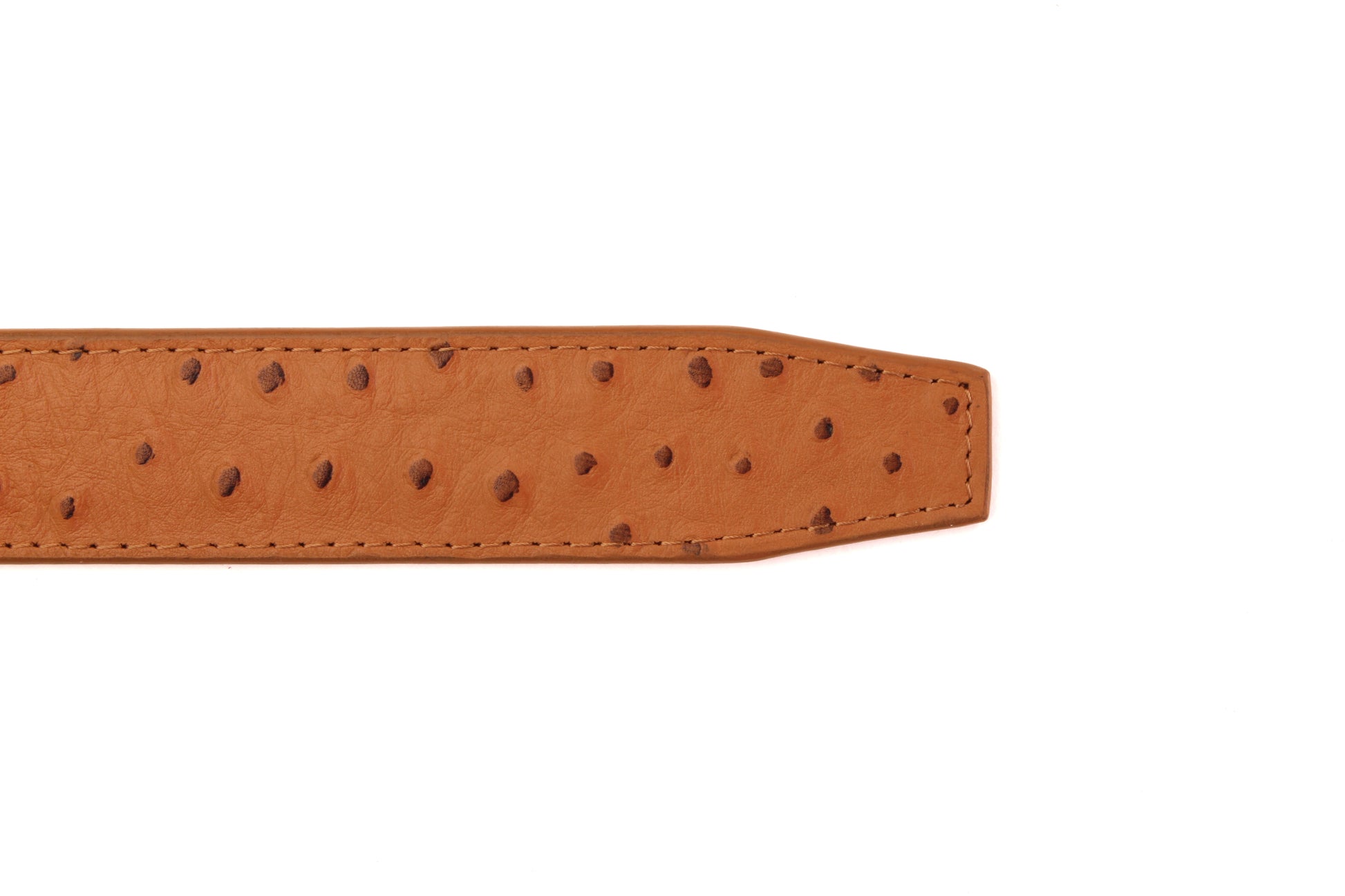 1.5" Light Brown Ostrich-Embossed Leather Strap - Anson Belt & Buckle