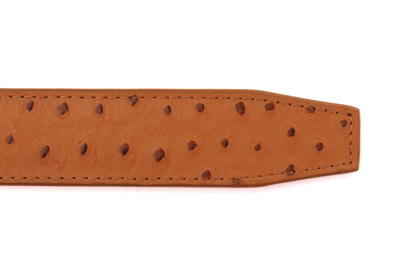 1.5" Light Brown Ostrich-Embossed Leather Strap - Anson Belt & Buckle
