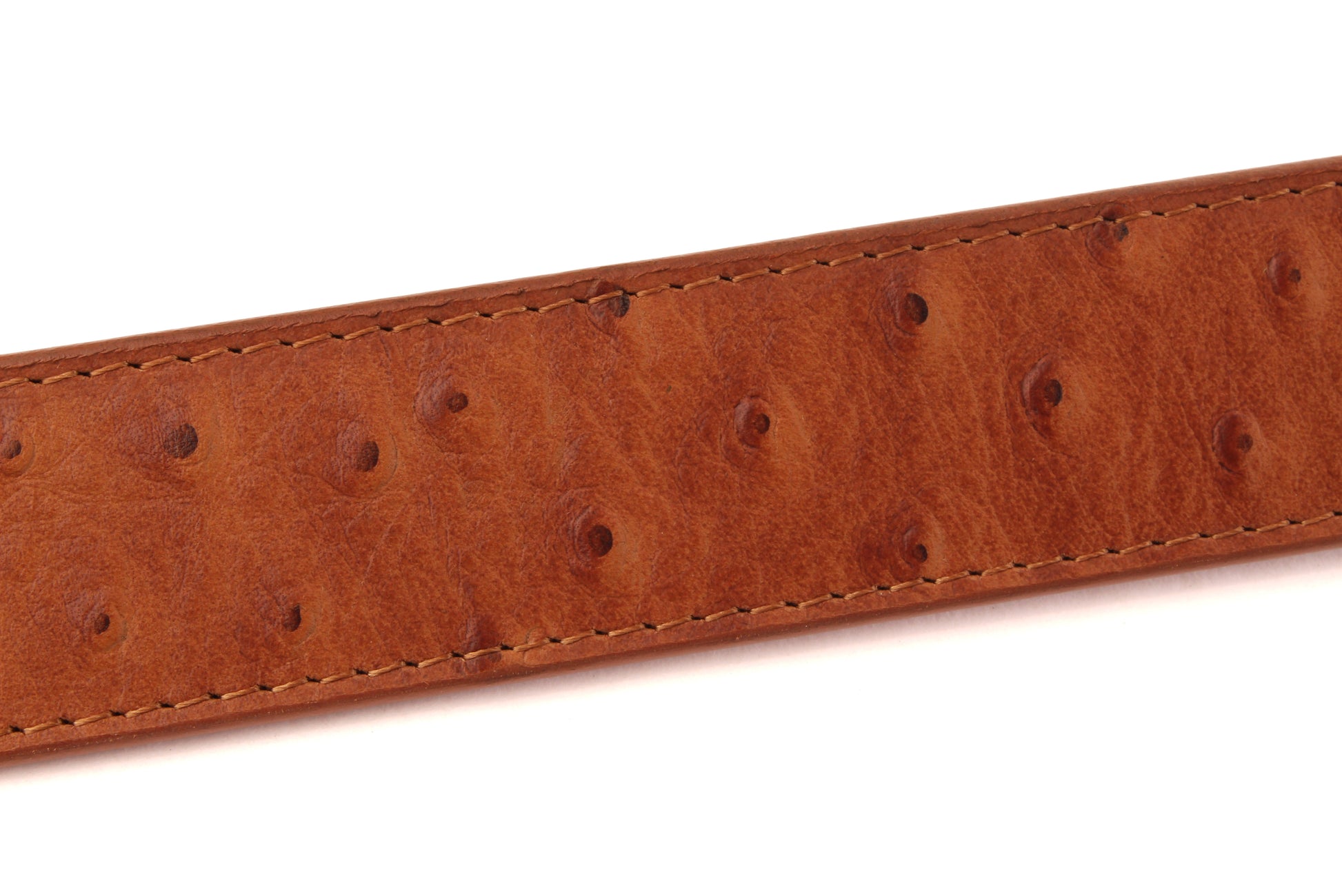 1.5" Tan Ostrich-Embossed Leather Strap - Anson Belt & Buckle