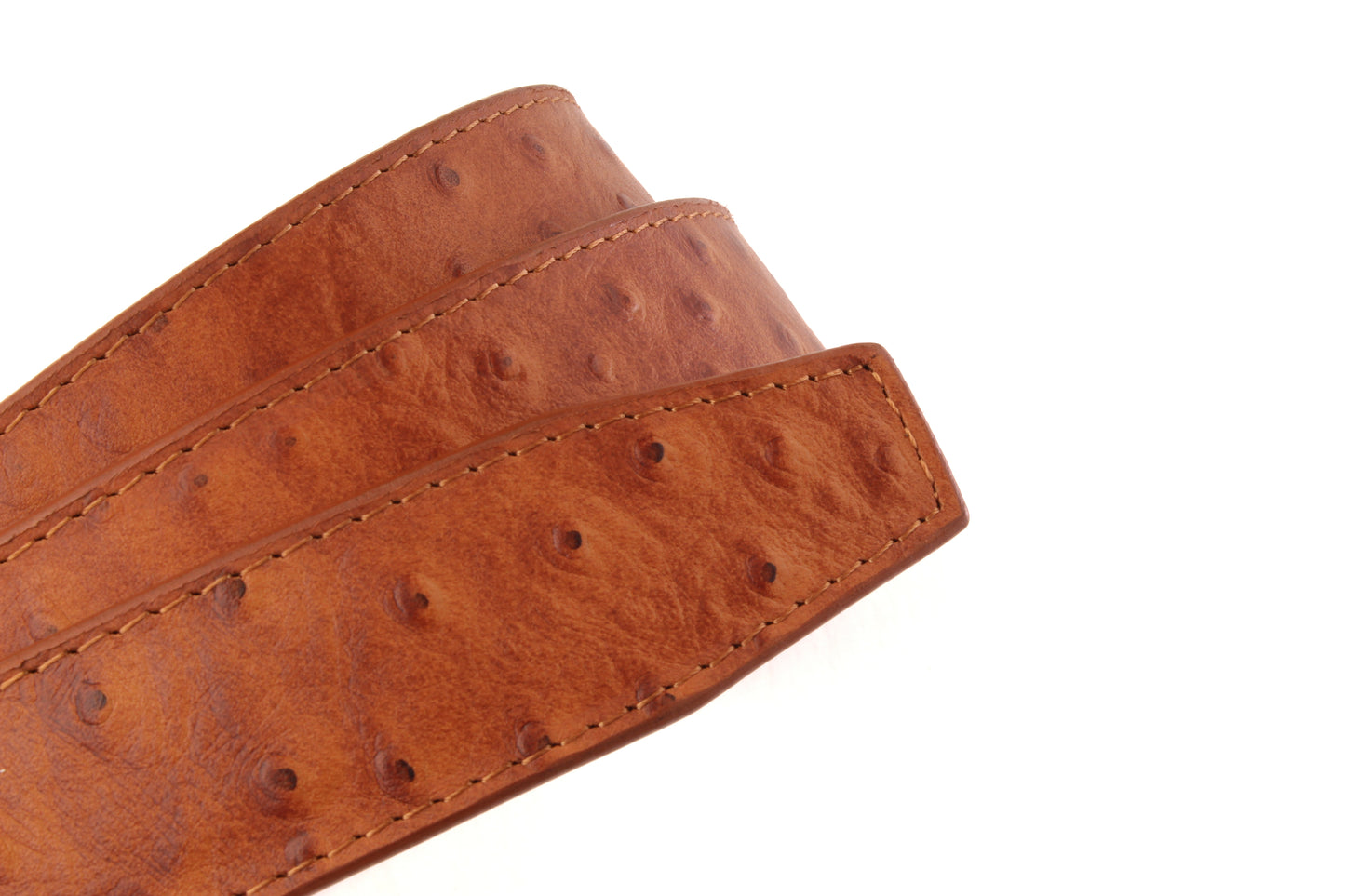 1.5" Tan Ostrich-Embossed Leather Strap - Anson Belt & Buckle