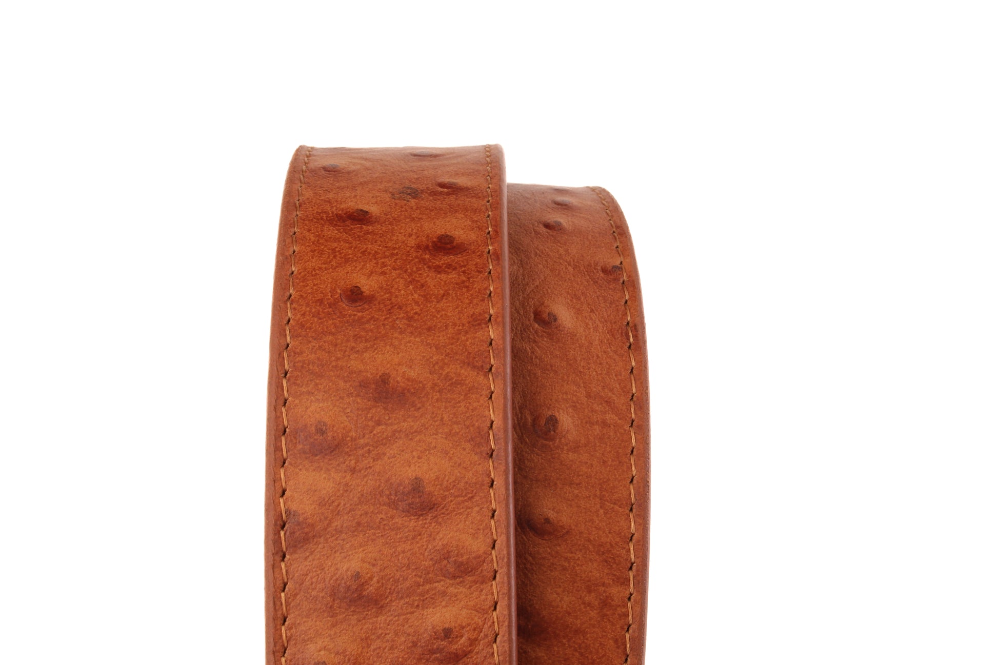 1.5" Tan Ostrich-Embossed Leather Strap - Anson Belt & Buckle