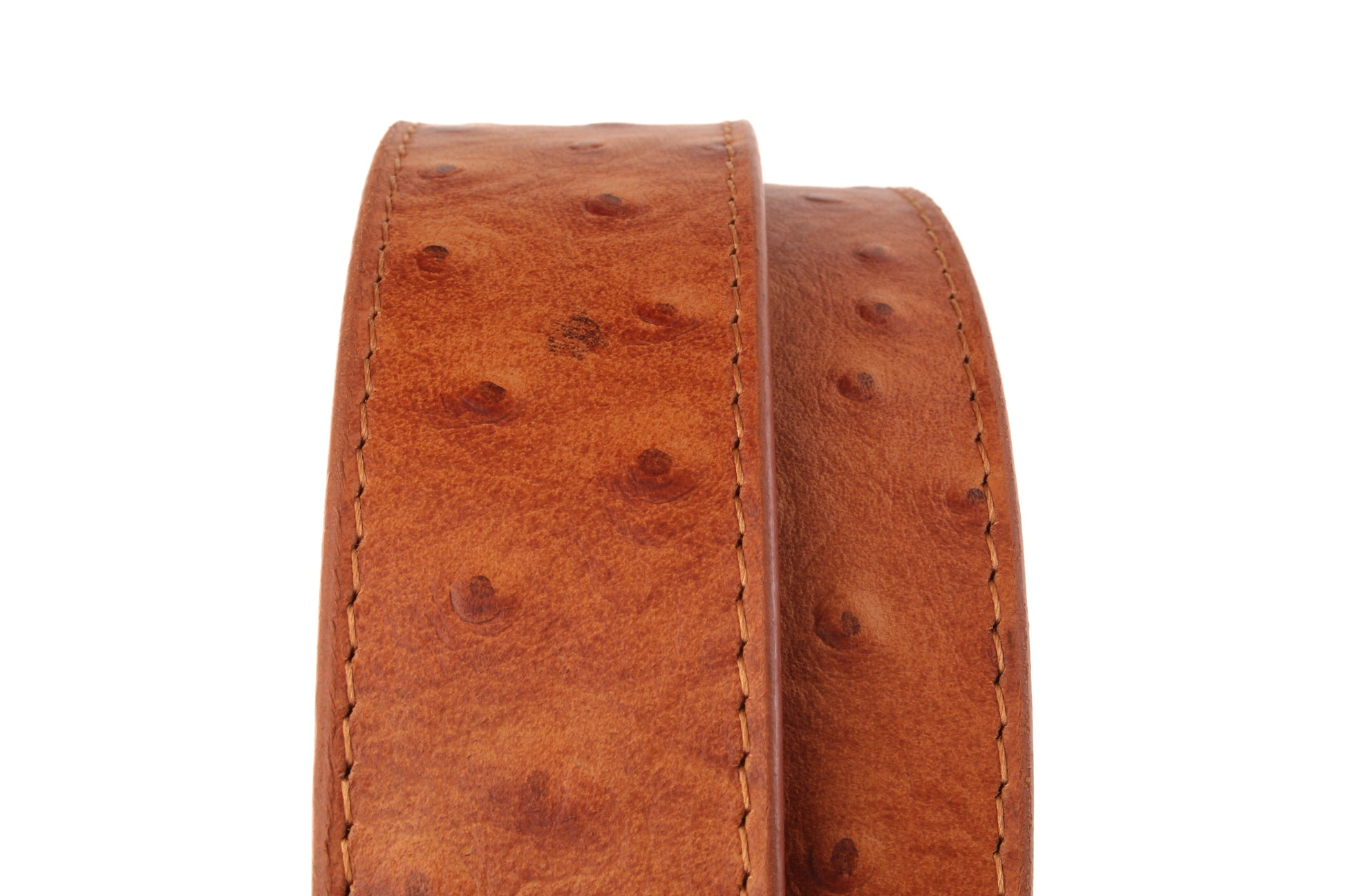 1.5" Tan Ostrich-Embossed Leather Strap - Anson Belt & Buckle