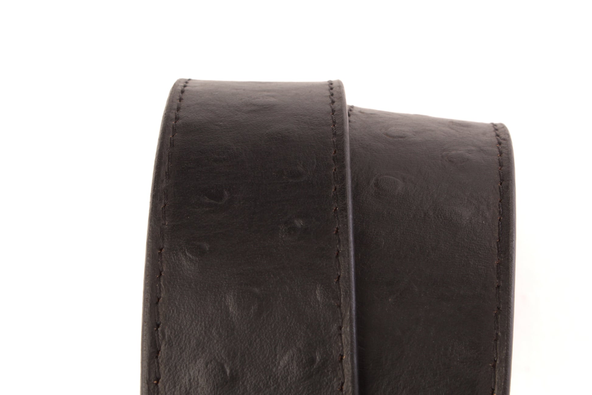1.5" Black Ostrich-Embossed Leather Strap - Anson Belt & Buckle