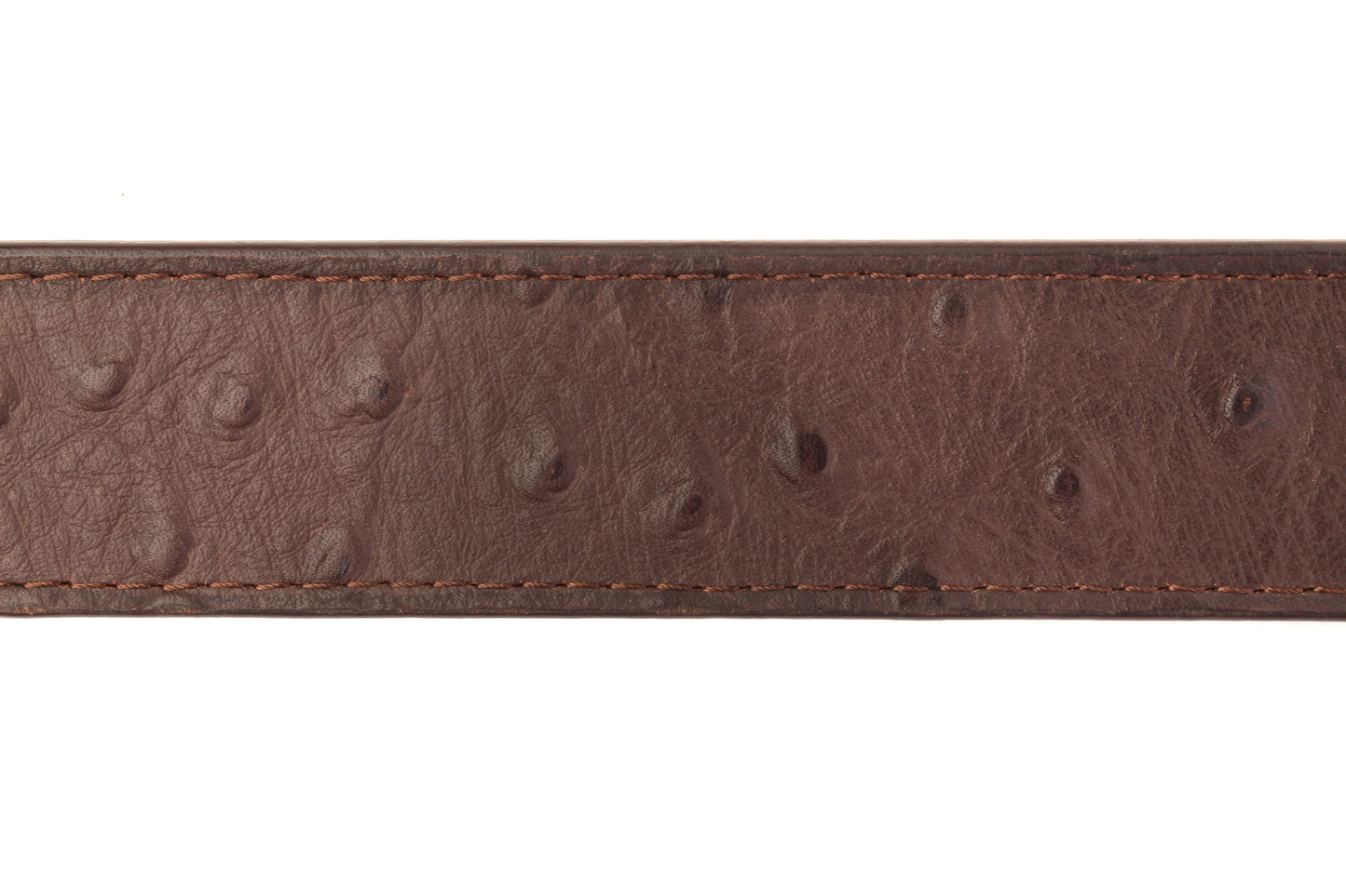 1.5" Brown Ostrich-Embossed Leather Strap - Anson Belt & Buckle