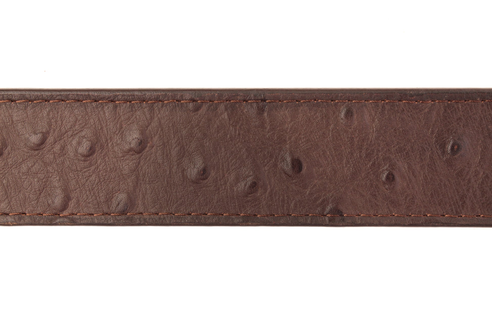 1.5" Brown Ostrich-Embossed Leather Strap - Anson Belt & Buckle