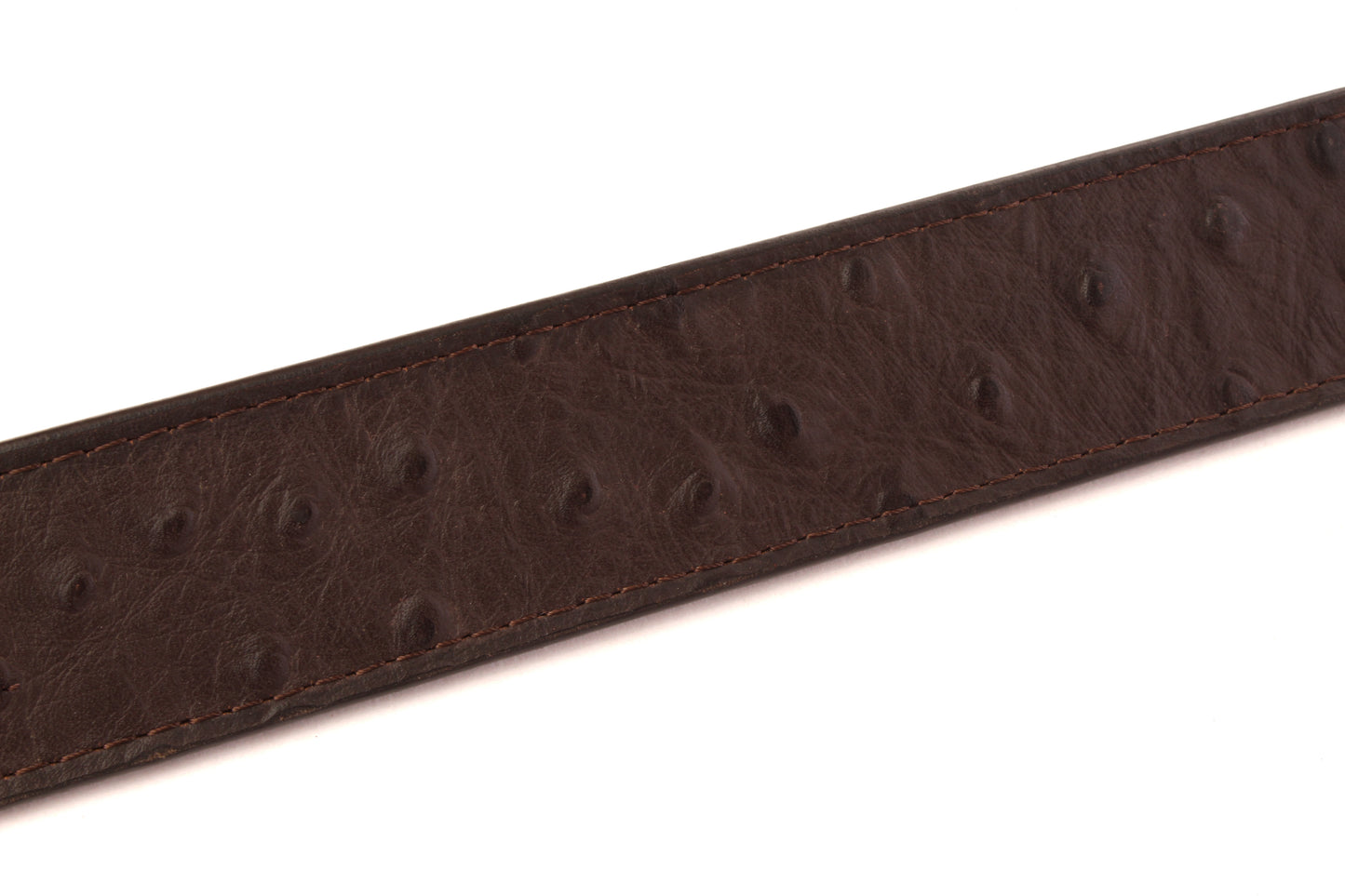 1.5" Brown Ostrich-Embossed Leather Strap - Anson Belt & Buckle