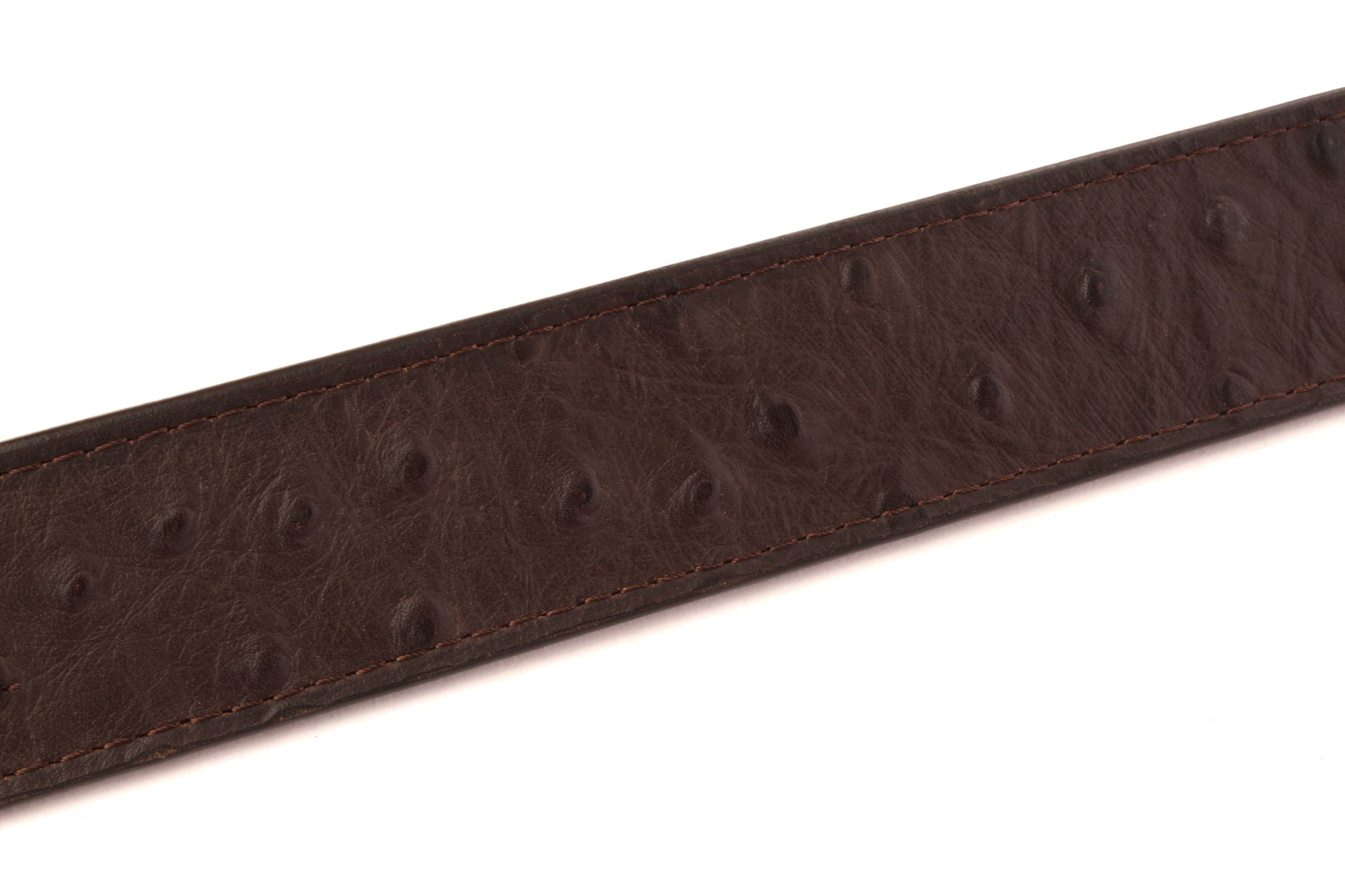 1.5" Brown Ostrich-Embossed Leather Strap - Anson Belt & Buckle