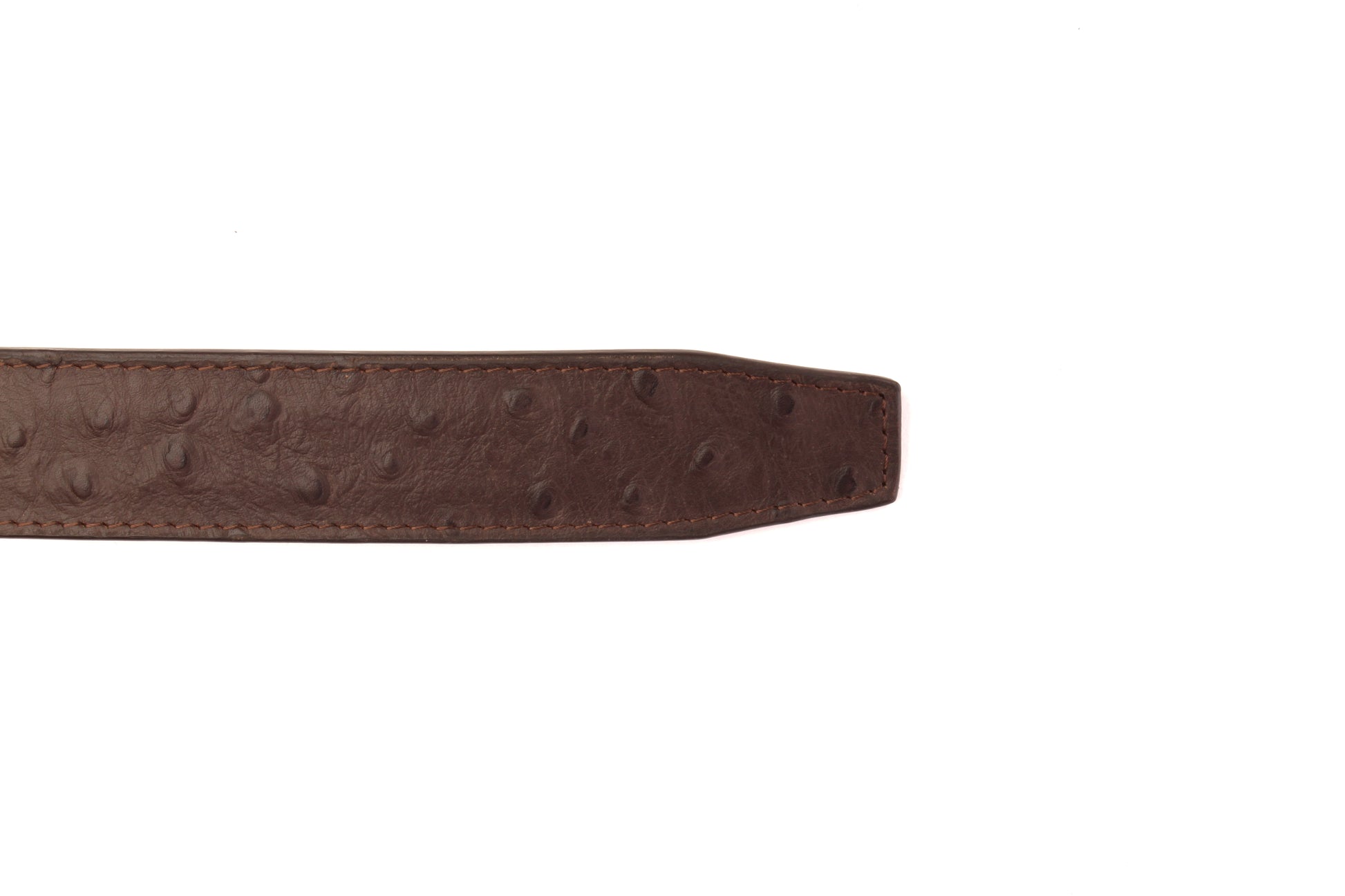 1.5" Brown Ostrich-Embossed Leather Strap - Anson Belt & Buckle