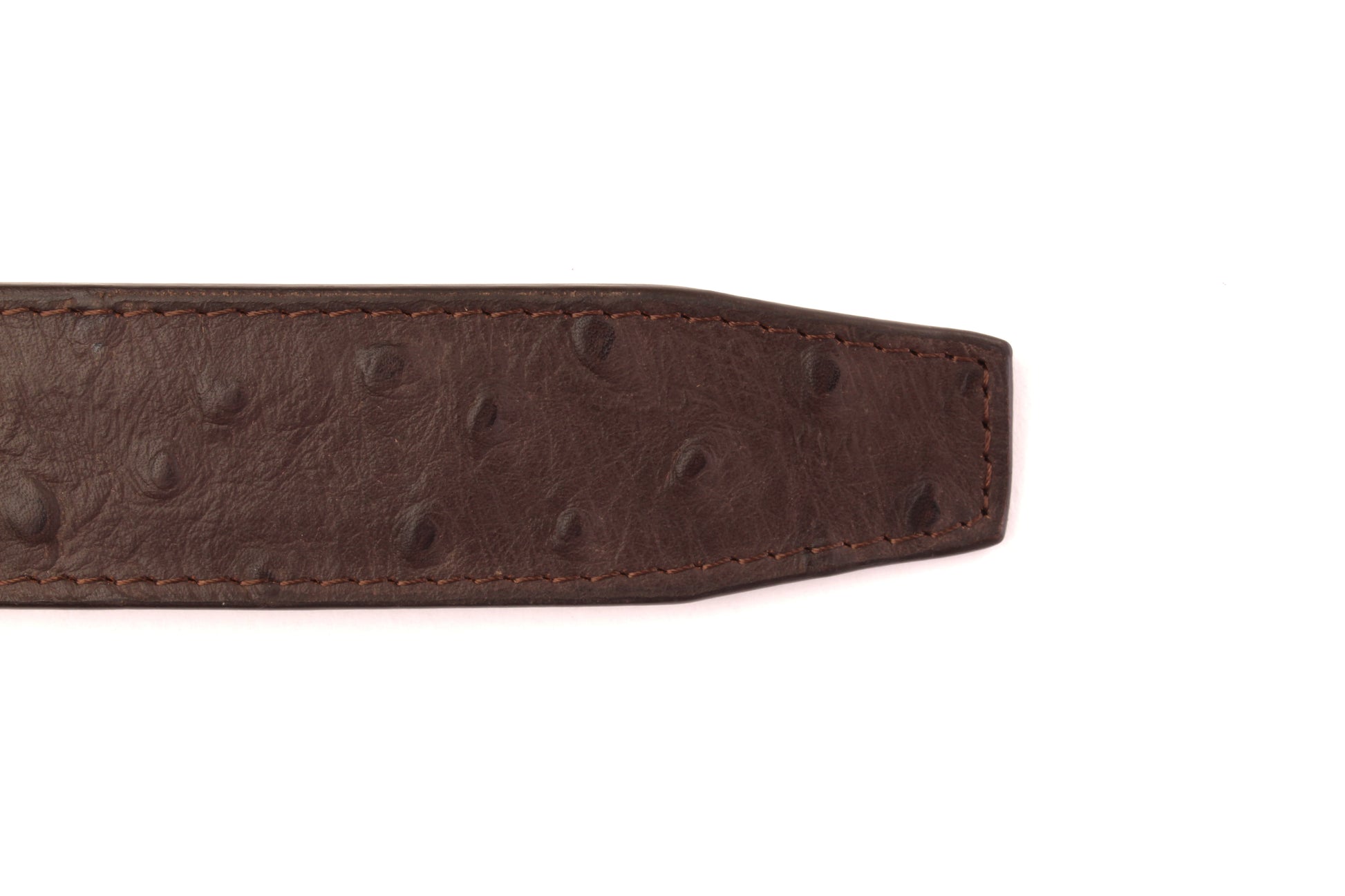 1.5" Brown Ostrich-Embossed Leather Strap - Anson Belt & Buckle