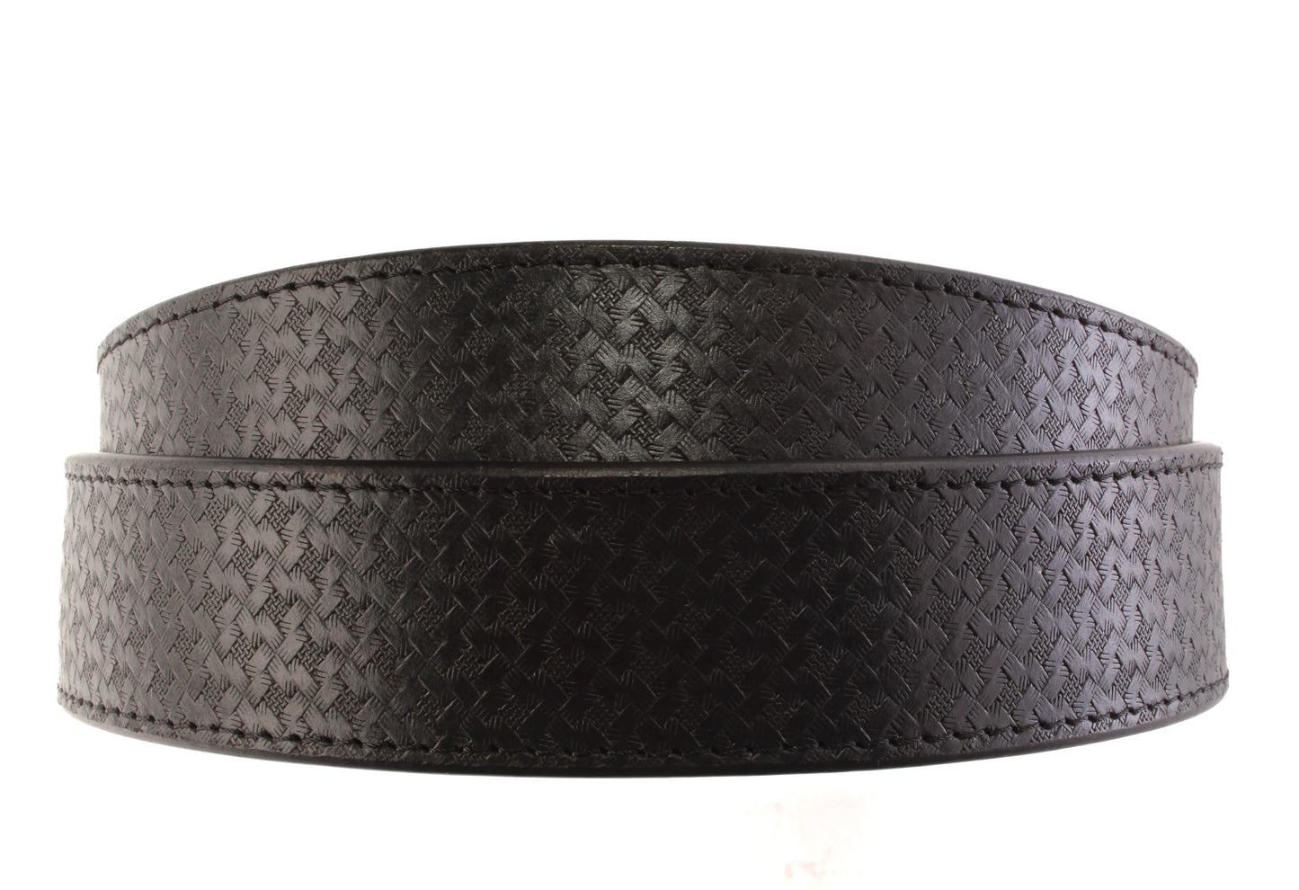 1.5" Black Woven-Embossed 🐃 Buffalo Leather Strap