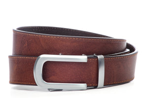 1.5" Marbled Tan Buffalo Veg. Tanned Leather + Traditional in Silver w/ Curve Buckle