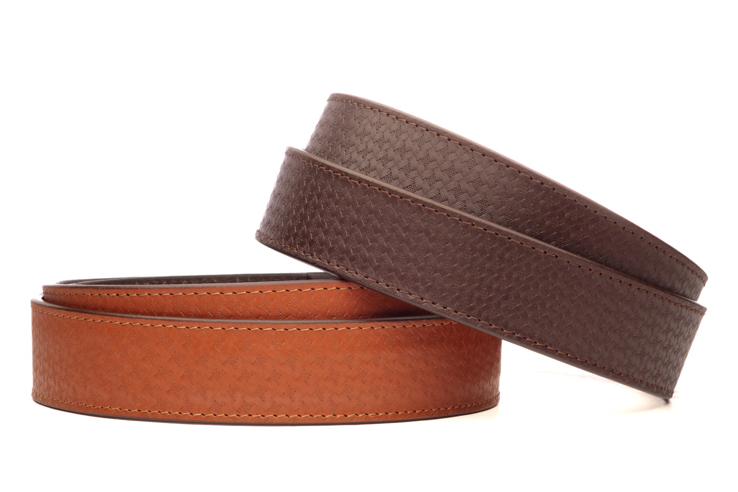**LIMITED RELEASE** 1.5" Woven-Embossed Buffalo Leather Strap - Anson Belt & Buckle