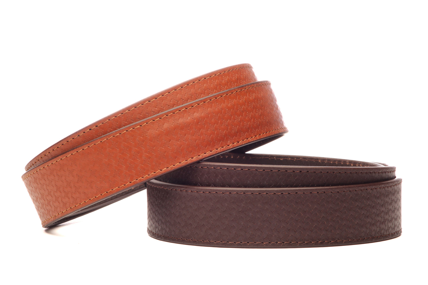 **LIMITED RELEASE** 1.5" Woven-Embossed Buffalo Leather Strap - Anson Belt & Buckle