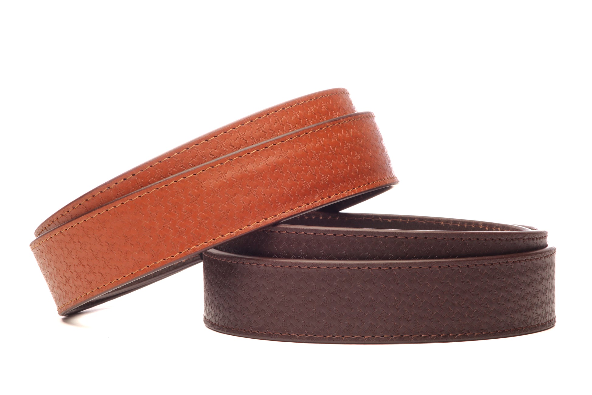 **LIMITED RELEASE** 1.5" Woven-Embossed Buffalo Leather Strap - Anson Belt & Buckle