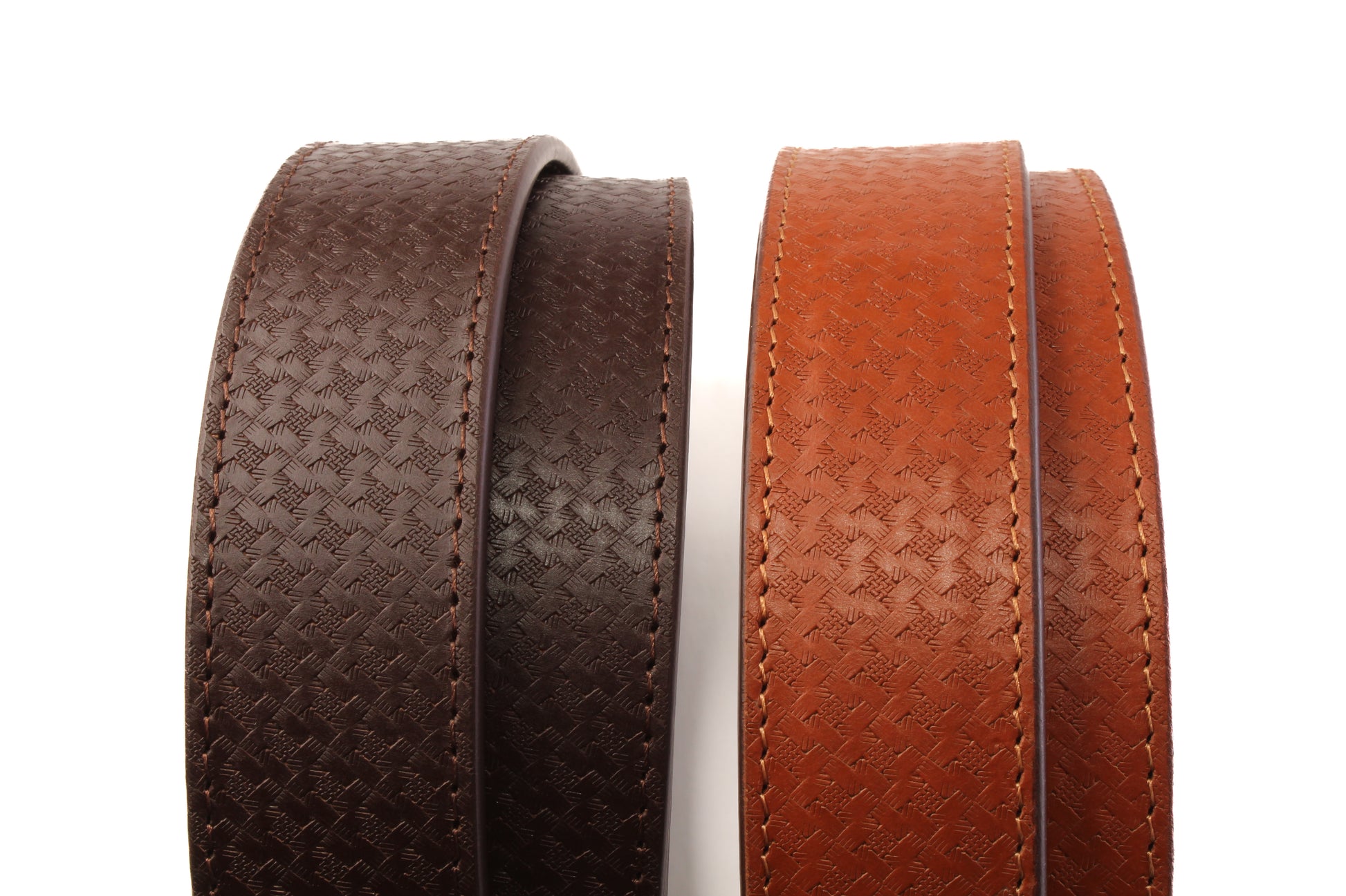 **LIMITED RELEASE** 1.5" Woven-Embossed Buffalo Leather Strap - Anson Belt & Buckle