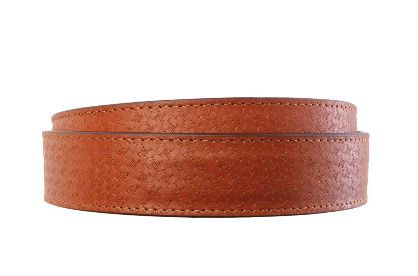 1.5" Tan Woven-Embossed Buffalo Leather Strap