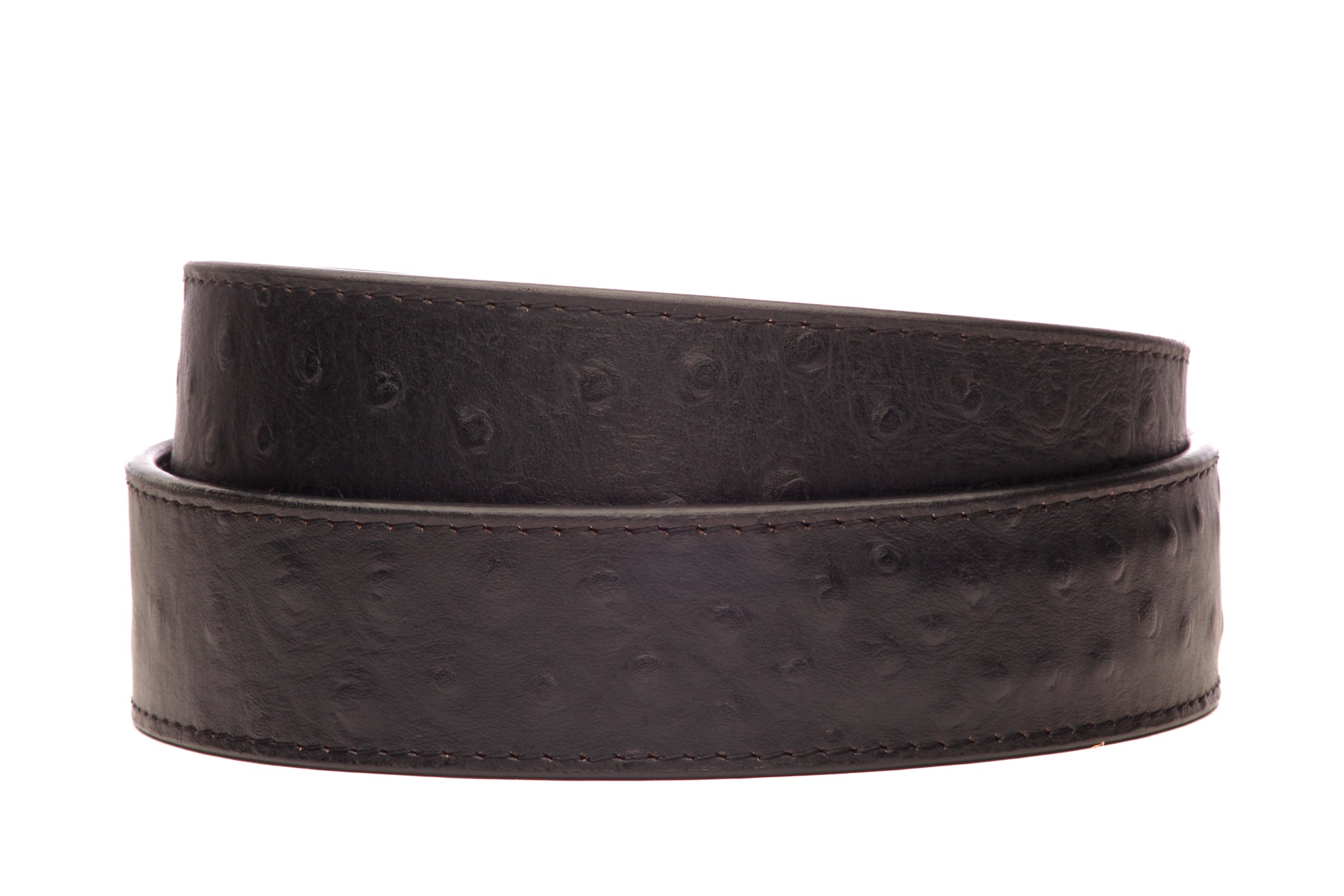 1.5" Black Ostrich-Embossed Leather Strap - Anson Belt & Buckle