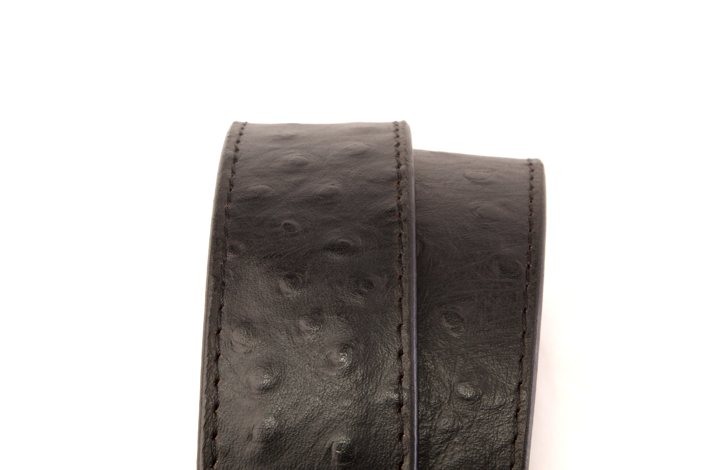 1.5" Black Ostrich-Embossed Leather Strap - Anson Belt & Buckle