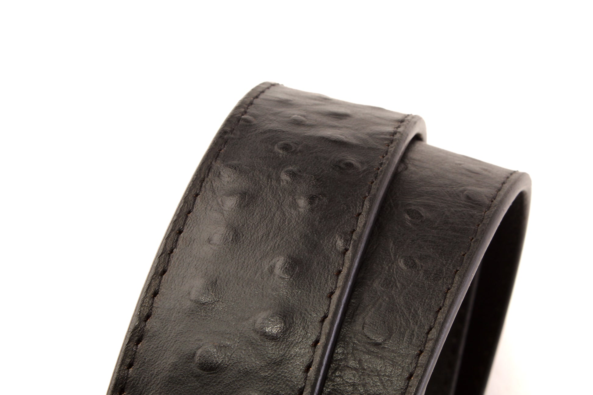 1.5" Black Ostrich-Embossed Leather Strap - Anson Belt & Buckle