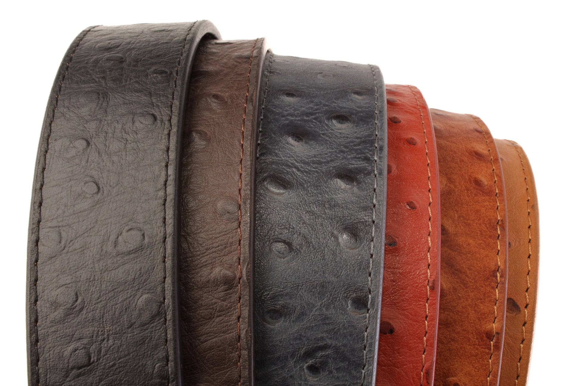 1.5" Black Ostrich-Embossed Leather Strap - Anson Belt & Buckle