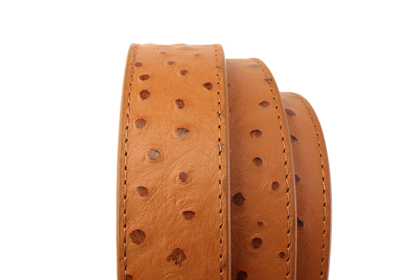 1.5" Light Brown Ostrich-Embossed Leather Strap - Anson Belt & Buckle