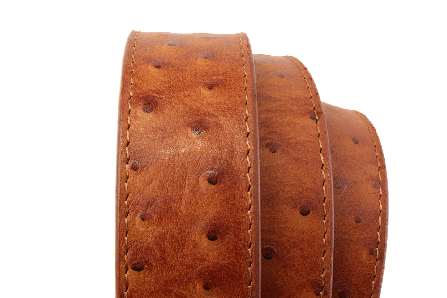 1.5" Tan Ostrich-Embossed Leather Strap - Anson Belt & Buckle