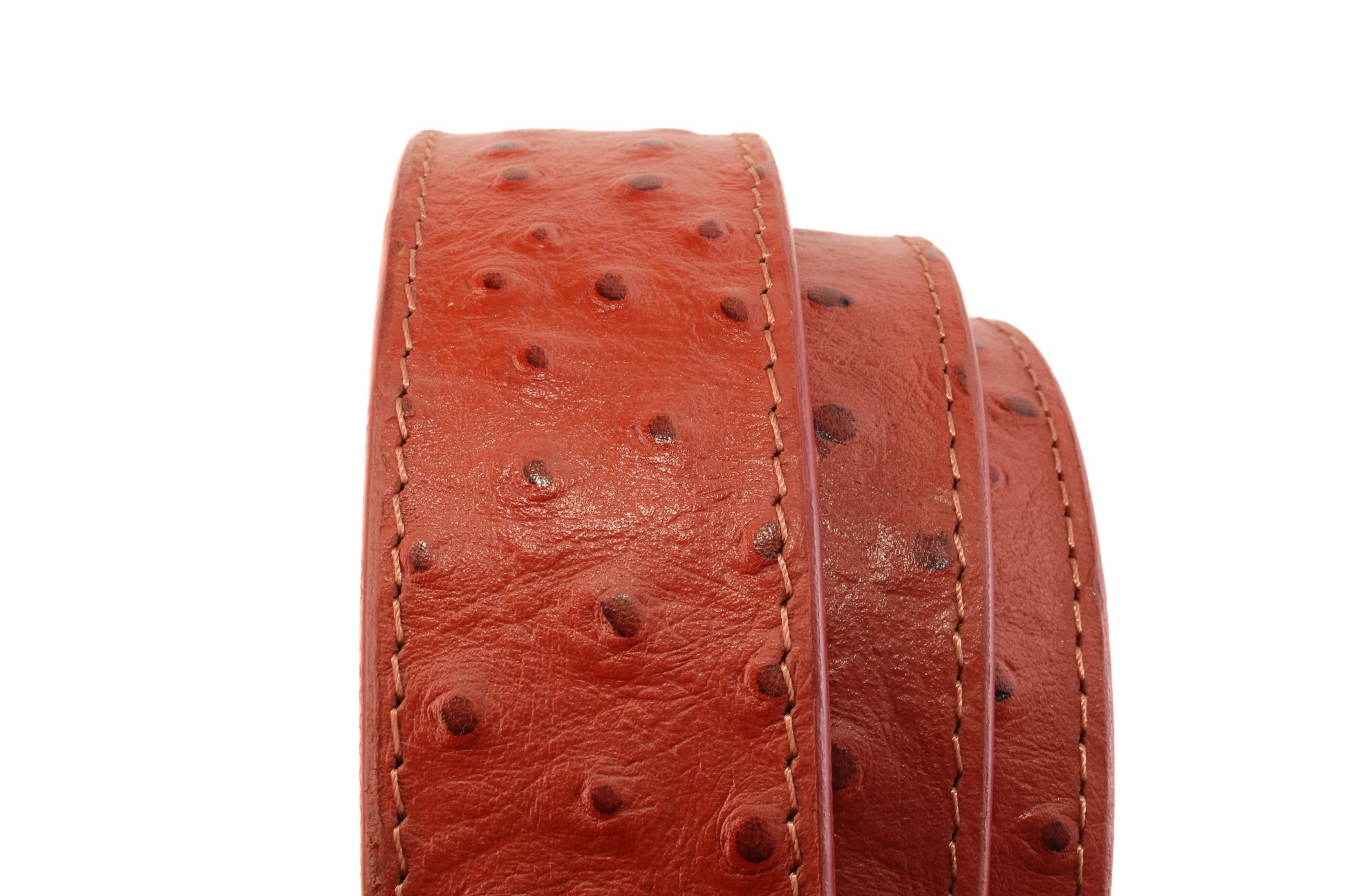 1.5" Cognac Ostrich-Embossed Leather Strap - Anson Belt & Buckle