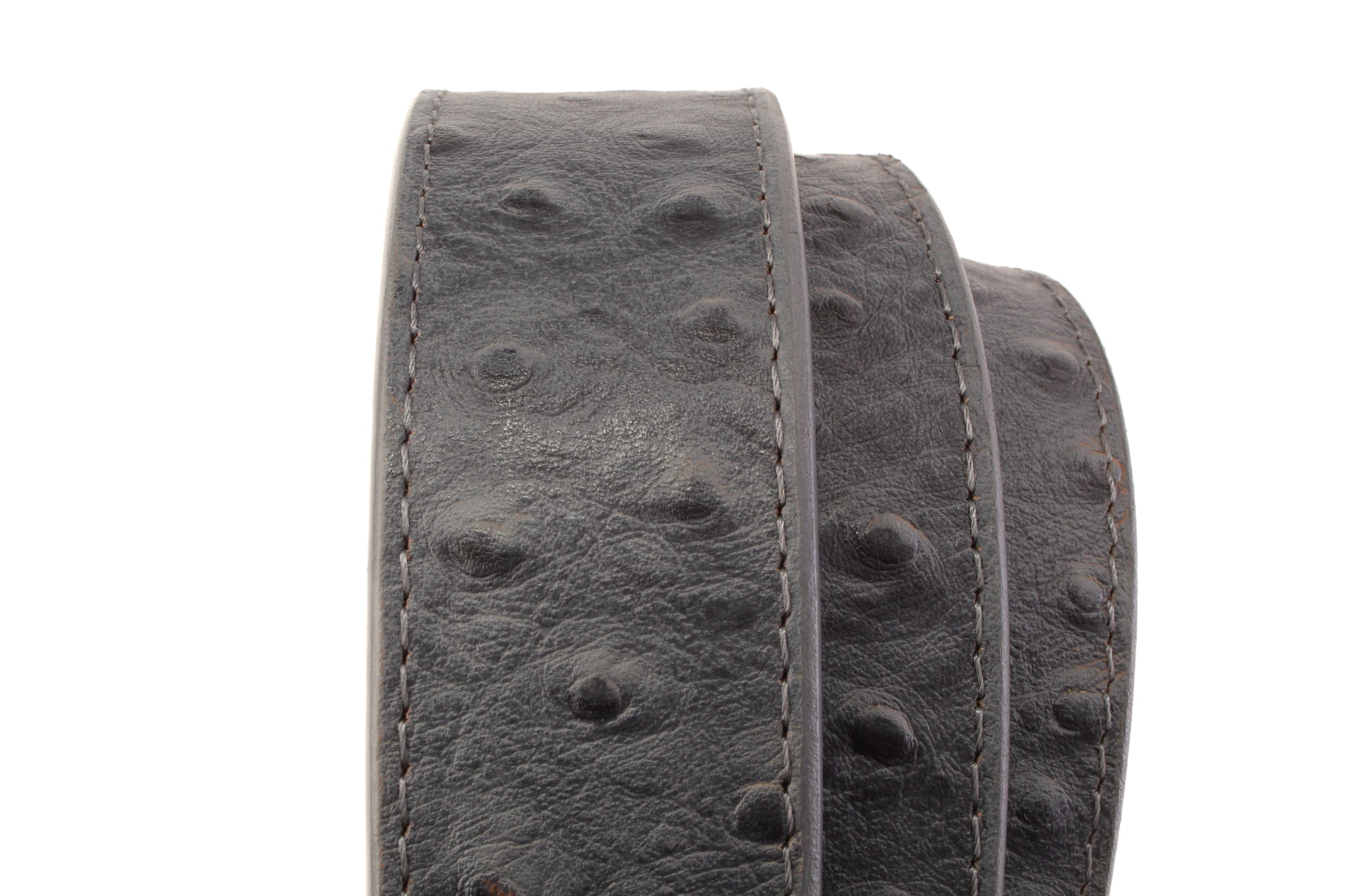 1.5" Smoke Grey Ostrich-Embossed Leather Strap - Anson Belt & Buckle