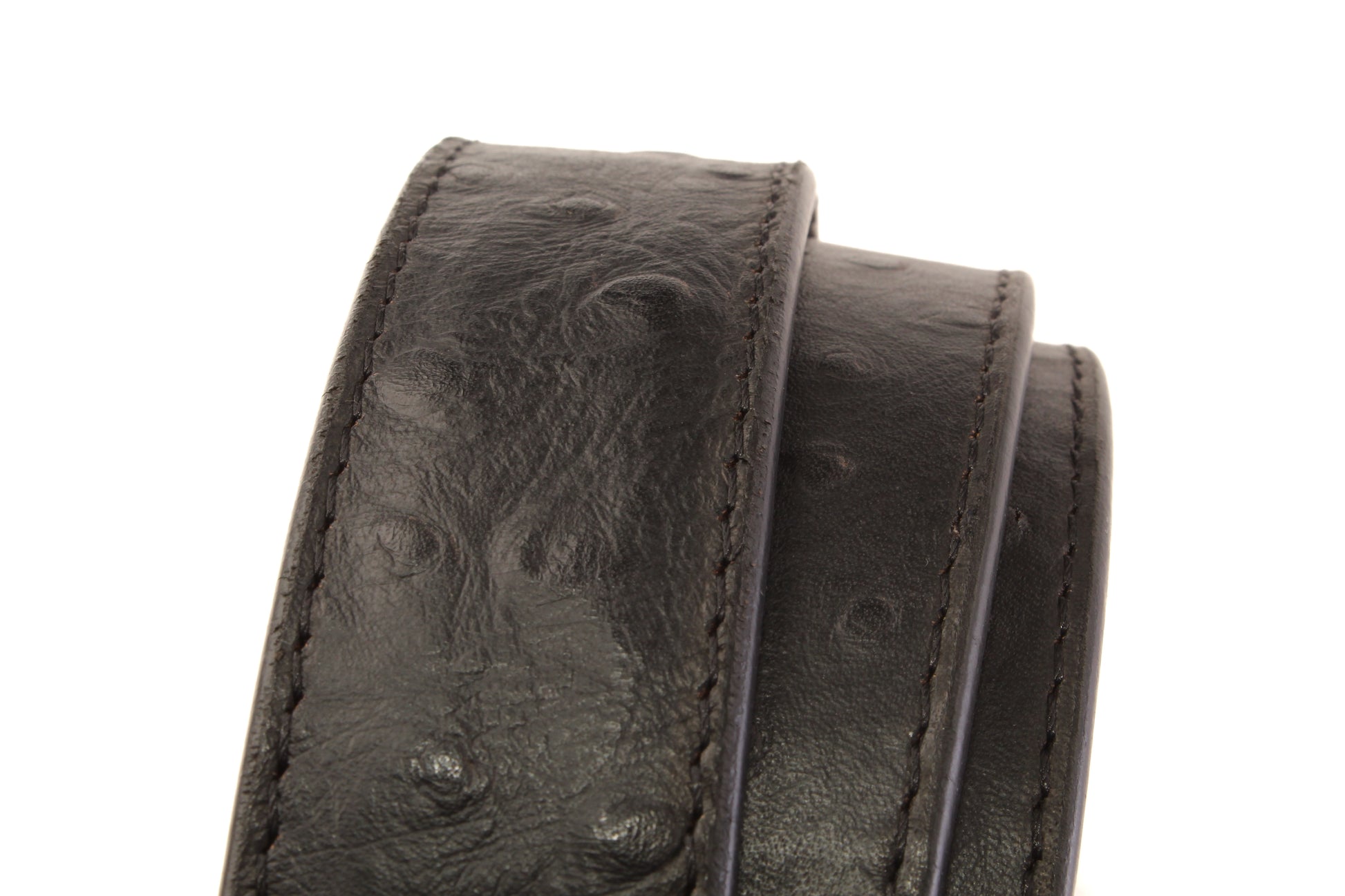 1.25" Black Ostrich-Embossed Leather Strap - Anson Belt & Buckle