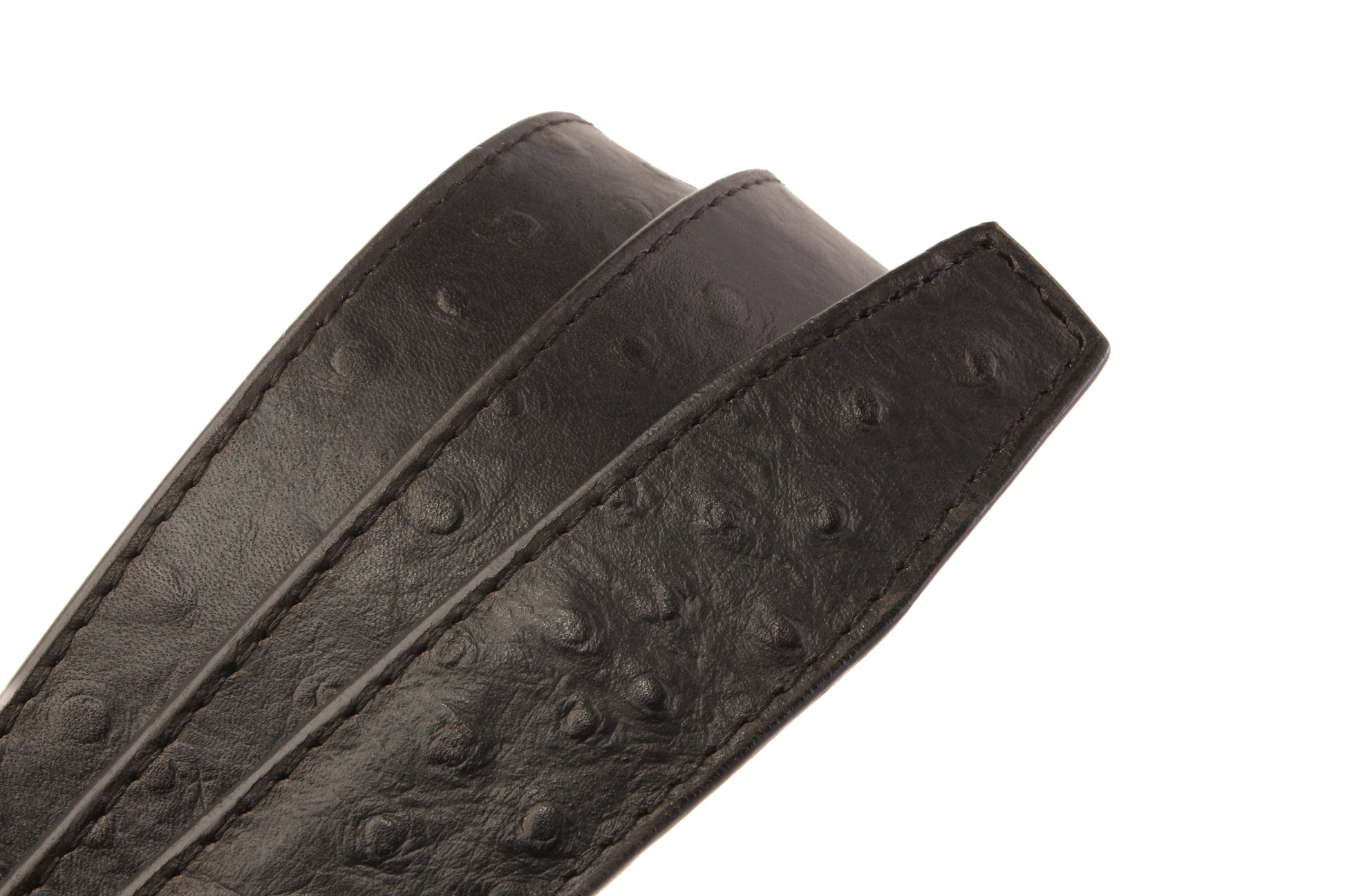 1.25" Black Ostrich-Embossed Leather Strap - Anson Belt & Buckle