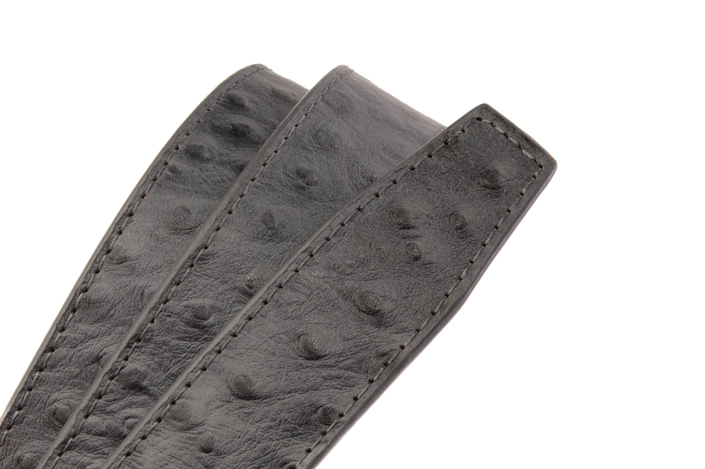 1.25" Smoke Grey Ostrich-Embossed Leather Strap - Anson Belt & Buckle