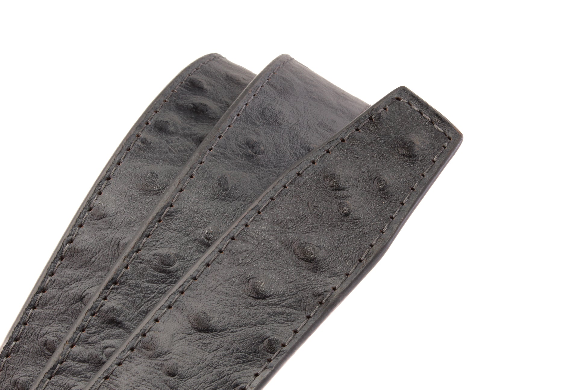 1.25" Smoke Grey Ostrich-Embossed Leather Strap - Anson Belt & Buckle