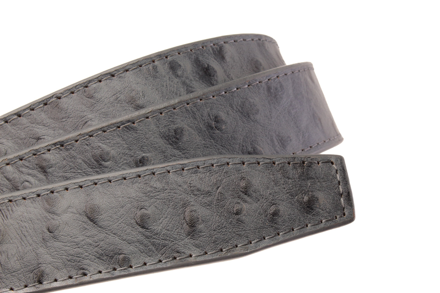 1.25" Smoke Grey Ostrich-Embossed Leather Strap - Anson Belt & Buckle