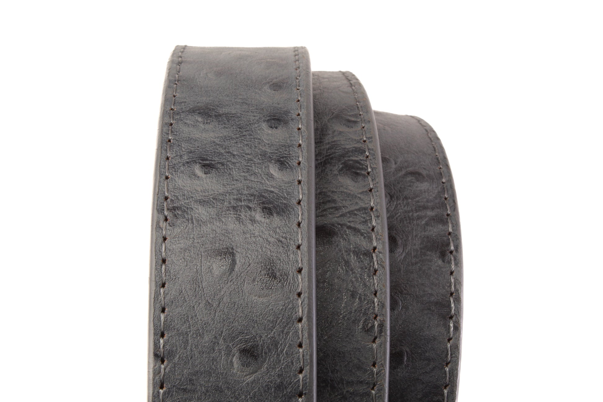 1.25" Smoke Grey Ostrich-Embossed Leather Strap - Anson Belt & Buckle