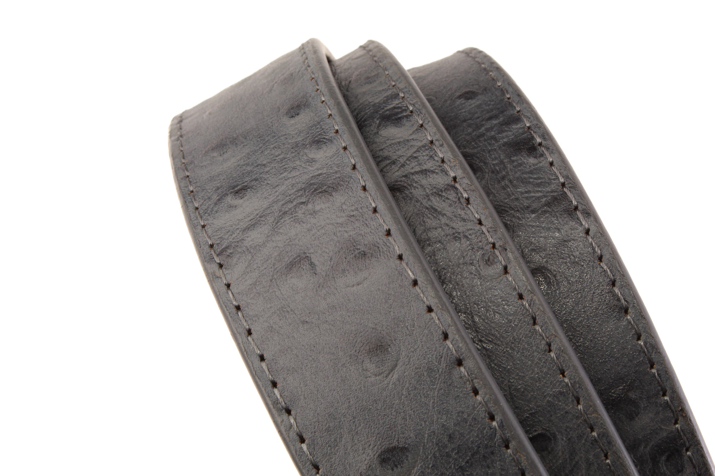 1.25" Smoke Grey Ostrich-Embossed Leather Strap - Anson Belt & Buckle