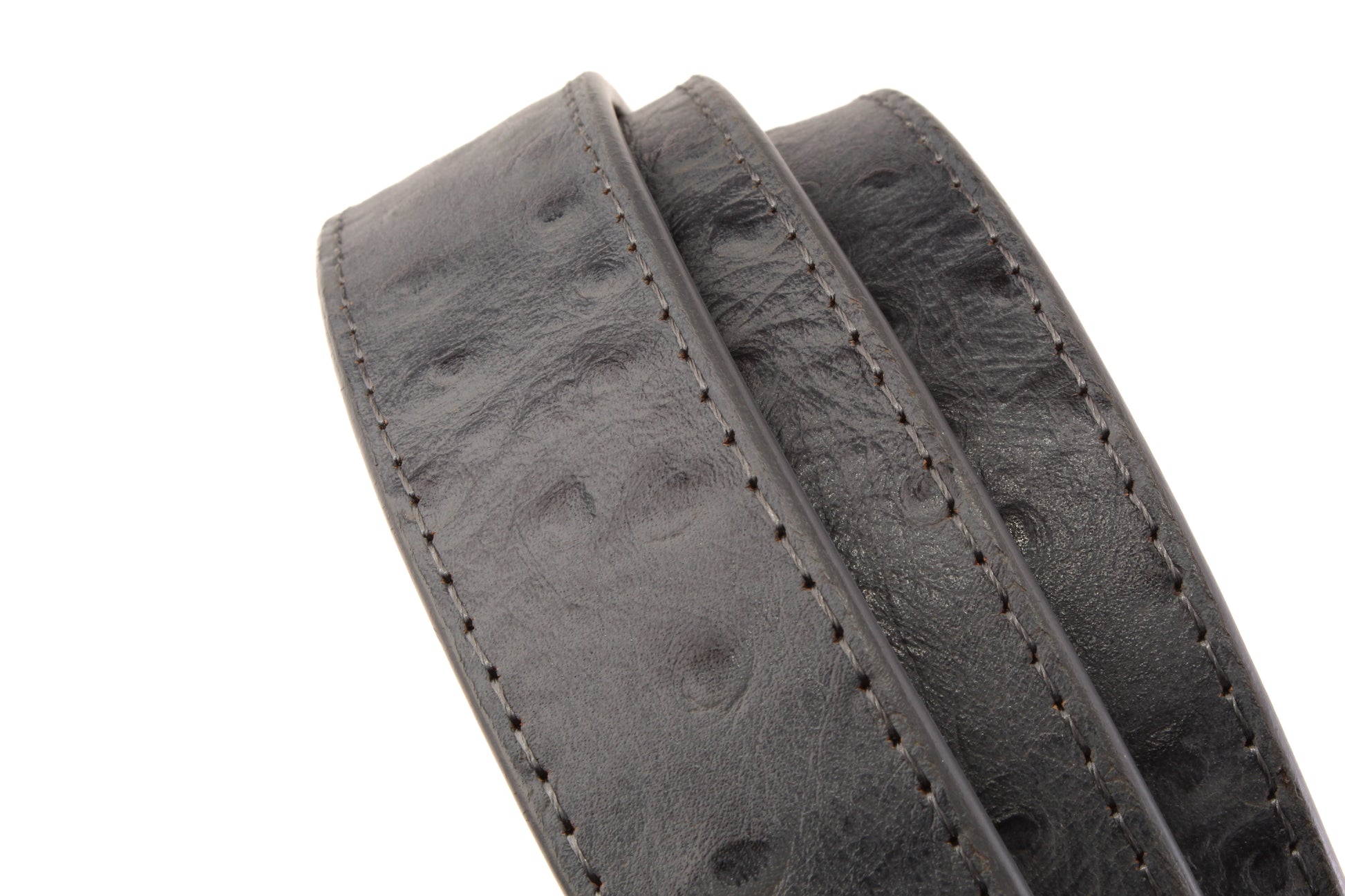 1.25" Smoke Grey Ostrich-Embossed Leather Strap - Anson Belt & Buckle