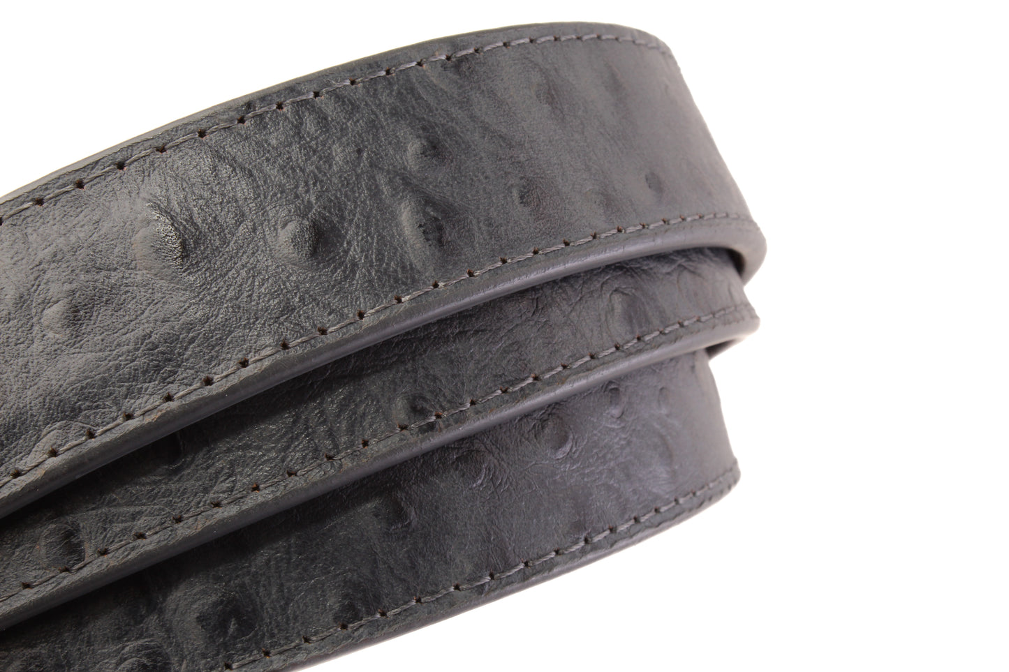 1.25" Smoke Grey Ostrich-Embossed Leather Strap - Anson Belt & Buckle