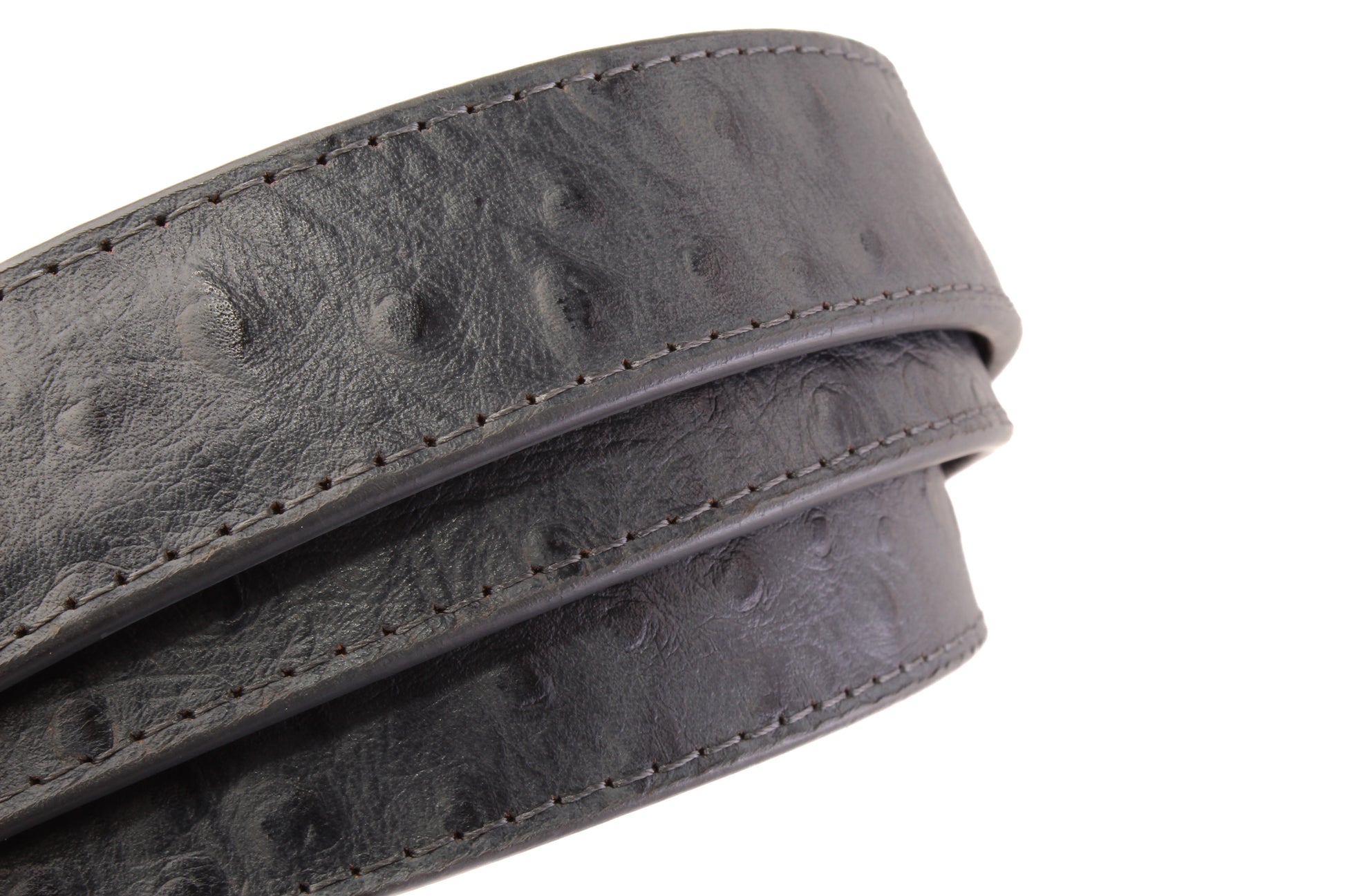 1.25" Smoke Grey Ostrich-Embossed Leather Strap - Anson Belt & Buckle