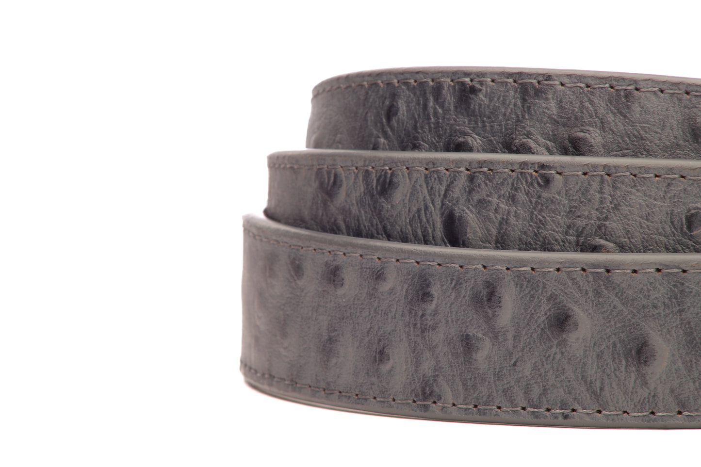 1.25" Smoke Grey Ostrich-Embossed Leather Strap - Anson Belt & Buckle