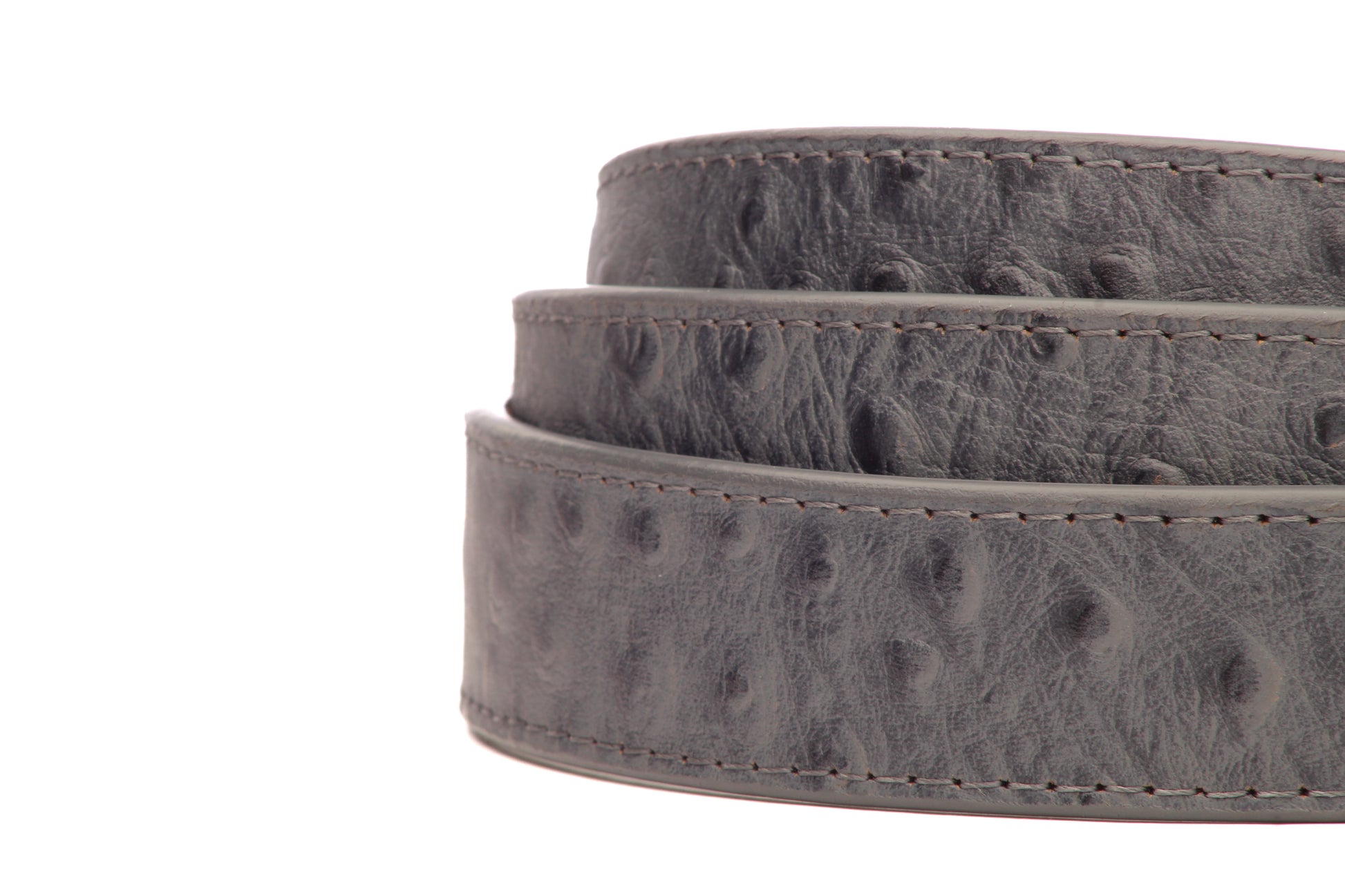 1.25" Smoke Grey Ostrich-Embossed Leather Strap - Anson Belt & Buckle