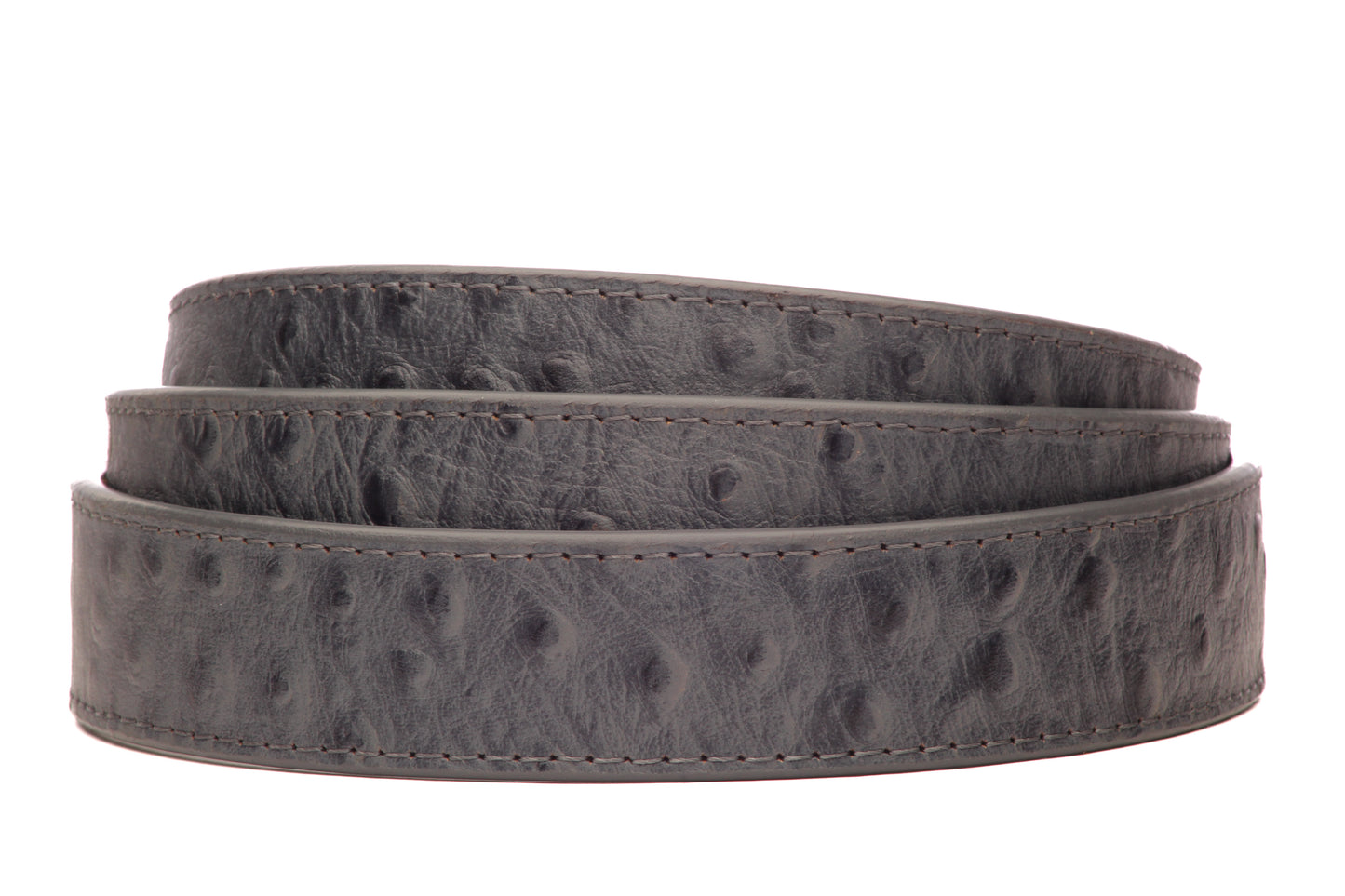 1.25" Smoke Grey Ostrich-Embossed Leather Strap - Anson Belt & Buckle
