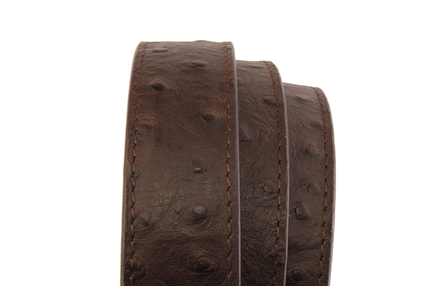 1.25" Brown Ostrich-Embossed Leather Strap - Anson Belt & Buckle