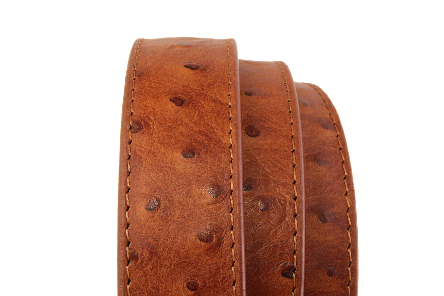1.25" Tan Ostrich-Embossed Leather Strap - Anson Belt & Buckle